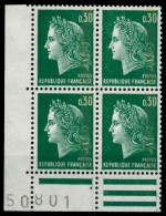 FRANKREICH 1969 Nr 1649IIy Postfrisch VIERERBLOCK ECKE-U X88D36E - Unused Stamps