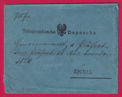 GUERRE 1870 RARE TELEGRAMME ARMEE PRUSSIENNE DE NANCY MEURTHE ET MOSELLE 13 MARS 1871 POUR EPINAL VOSGES SOUS PREFET - War 1870