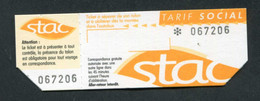 Ticket De Bus (avec Talon) De Chambéry (Savoie) "STAC" Tarif Social - French Bus Ticket - Europa