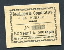 WW1 Jeton-carton De Nécessité "Boulangerie Coopérative La Rurale / Broc (Maine-et-Loire) Bon Pour 1k500 De Pain" WWI - Monetary / Of Necessity
