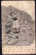 Postcard - Circa 1906 - Children - Little Girl Sheep Keeper - Disegni Infantili