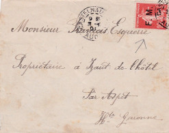 1910--lettre De CASTELNAUDARY-11 Pour IZAUT DE L'HOTEL-31...type Semeuse F.M 10c Seul Sur Lettre..ASPET-31 - 1877-1920: Semi Modern Period