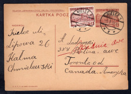 POLAND Kielce 1938 Postal Card To Canada. Judaica. Yiddish. Kalma Chmielewski (p3866) - Brieven En Documenten