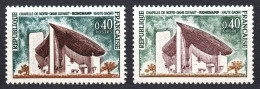 Y&T N°1435 + 1435b (n° Rouge Au Verso) - Chapelle De Notre Dame Du Haut à Ronchamp - 40 C. - Année 1965 - Neuf ** - Unused Stamps