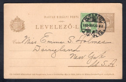 HUNGARY 1910 Uprated Postal Card To USA (p1470) - Storia Postale