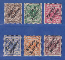 DAP Marokko 1. Ausgabe 1899 Mi.-Nr. 1-6 Kpl. Satz 6 Werte Gestempelt - Deutsche Post In Marokko