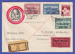 Österreich 1937 Mi.-Nr. 638, 639-641 Auf R-Eil-Brief Von Wien Nach Fellbach - Covers & Documents