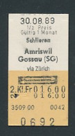 Fahrkarte Schlieren - Amriswil / Gossau (SG), 2. Klasse  - Sonstige & Ohne Zuordnung