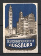 Reklamemarke Augsburg, Fremdenverkehrsverein, Rathaus Und Perlachturm  - Erinnophilie