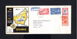 16518-SARAWAK-AIRMAIL FDC.COVER KUCHING To LONDON (england).1957.BRITISH Colonies.envelope Aerien.BOAC.First Day. - Sarawak (...-1963)