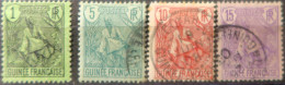 R2253/758 - COLONIES FRANÇAISES -  GUINEE - 1904 - N°18 NEUF(*) + N°21 à 23 Oblitérés - Cote (2024) : 10,75 € - Used Stamps