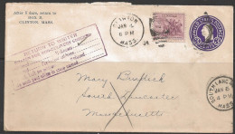 1934 Clinton Mass (Jan 4) "Return To Writer" PO Stamp, So. Laucaster Receiving - Cartas & Documentos