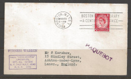 1954 Paquebot Cover, British Stamps Used In Boston, Mass. (Mar 29) - Cartas & Documentos