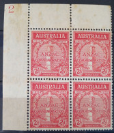 1935 2d Scarlet SG 154 BW164zd Plate Block No. 2 - Ungebraucht