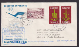 Flugpost Brief Air Mail Saarland Lufthansa LH 432 Hamburg Frankfurt Manchester - Usados