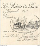 RT / Carte De Visite Ancienne Le RELAI Du PAVE BAZAINVILLE Route Verte RESTAURANT - Cartes De Visite