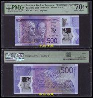 Jamaica 500 Dollars 2023, Polymer, Commemorative, AA Prefix, PMG70 - Giamaica