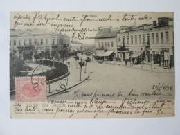 Romania-Giurgiu:Place Du Roi Carol,magasins,c.pos.voyage 1904/King Carol Square,stares 1904 Mailed Postcard - Romania