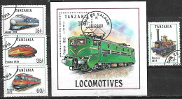1991 Tanzania Transportes Trenes 4v. + 1 Block - Trains