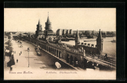 AK Berlin-Friedrichshain, Hochbahn, Oberbaumbrücke  - Friedrichshain