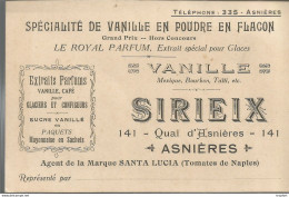 F152 / CDV Carte Publicitaire De Visite PUB Advertising Card / ASNIERES Vanille En Poudre ROYAL PARFUM SIRIEIX - Cartoncini Da Visita