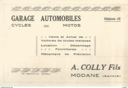 GK / Carte De Visite PUBLICITAIRE PUB CDV GARAGE AUTOMOBILE Cycles Motos A COLLY MODANE Savoie - Visitenkarten