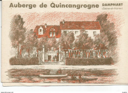 RT / Carte De Visite Ancienne Feuillet DAMPART ( 77 ) AUBERGE DE QUINCANGROGNE KELLER Hotel Restaurant - Cartoncini Da Visita