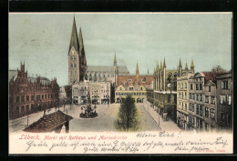 AK Lübeck, Markt Mit Rathaus Und Marienkirche  - Lübeck