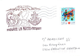 ENVELOPPE AVEC CACHET FREGATE F.A.S.M. LA  MOTTE PICQUET - MISSION HERACLES - TOULON ARMEES - Seepost