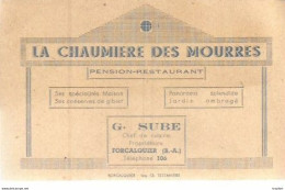 CARTE DE VISITE Ancienne PUB PUBLICITAIRE La CHAUMIERE DES MOURRES FORCALQUIER Restaurant Pension - Visitekaartjes