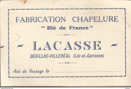 F152 / CDV Carte Publicitaire De Visite PUB Advertising Card / DEVILLAC-VILLEREAL LACASSE Chapelure Blé De FRANCE 1940 - Visitenkarten