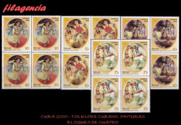 CUBA. BLOQUES DE CUATRO. 2000-02 FOLKLORE AFROCUBANO. PINTURAS - Unused Stamps