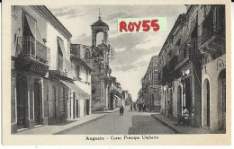 Sicilia-siracusa-augusta Corso Principe Umberto Veduta Panoramica Corso Negozi Persone Anni 40 50 (f.piccolo) - Andere & Zonder Classificatie