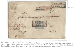 Norddeutscher Bund Paketbegleitbrief Oldenburg - Varel, Aufgabezettel #IB930 - Oldenbourg