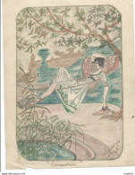 D9 / Cartoon / Dessin DESSINATEUR Année 1917 // Dessin Signé Original Pastel Couleur // THERMIDOR Hamac Femme - Drawings