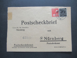 Kontrollrat 1947 MiF Postscheckbrief Postscheckdienst Nürnberg Postscheckamt Tagesstempel Erlangen / EMAS - Lettres & Documents