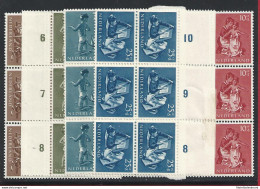 1954 OLANDA - N. 626/630 5 Valori MNH/** BLOCCO DI SEI - Otros & Sin Clasificación