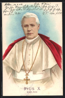 Lithographie Papst Pius X. Als Proträtbild  - Papi