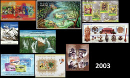 INDIA 2003 COMPLETE YEAR PACK OF MINIATURE SHEETS CONTAINS 9 MS OF JOINT ISSUE SNAKES PLANTS SINGERS AND MANYMORE MNH - Nuevos