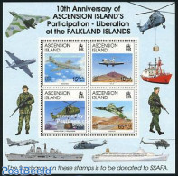 Ascension 1992 Falklands Liberation S/s, Mint NH, Transport - Helicopters - Aircraft & Aviation - Helicópteros