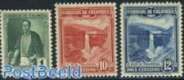 Colombia 1937 Definitives 3v, Mint NH, Nature - Water, Dams & Falls - Colombia