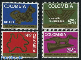 Colombia 1975 Archaeology 4v, Mint NH, History - Nature - Archaeology - Crocodiles - Arqueología