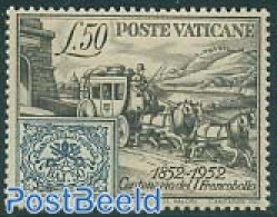 Vatican 1952 Stamp Centenary 1v, Mint NH, Transport - 100 Years Stamps - Stamps On Stamps - Coaches - Nuovi