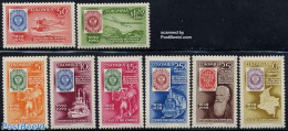 Colombia 1959 Stamp Centenary 8v, Mint NH, Transport - Various - 100 Years Stamps - Post - Stamps On Stamps - Aircraft.. - Poste