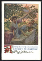 Künstler-AK Karl Friedrich Gsur: Deutscher Schulverein Nr. 1231, An Der Saale Hellem Strande  - Guerra 1914-18