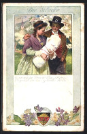 Künstler-AK Karl Friedrich Gsur, Deutscher Schulverein NR: 192, Die Glocke, Ehepaar Mit Neugeborenem  - Weltkrieg 1914-18