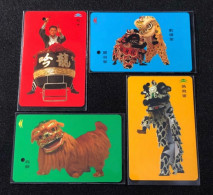 Singapore SMRT TransitLink Metro Train Subway Ticket Card, The Lion Dance, Set Of 4 Used Cards - Singapore