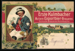 Künstler-AK Kulmbach, Erste Kulmbacher Actien-Exportbier-Brauerei, Postbote Mit Bierkrug, Postkutsche  - Kulmbach