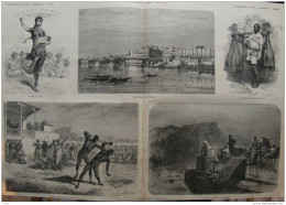 L'Inde Des Rajahs - Chasse Au Tigre Dans Les Kyrmores - Le Nacki Ka Kousti -  Page Double - Original 1874 - Historische Dokumente