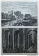 Le Chemin-vert De Villiers à Crécy - Paris - Les Réservoires De Montsouris -  Page Original 1874 - Historical Documents